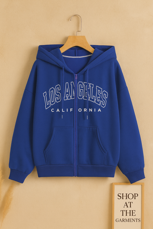ROYAL BLUE ZIPPER HOODIE LOS ANGLES