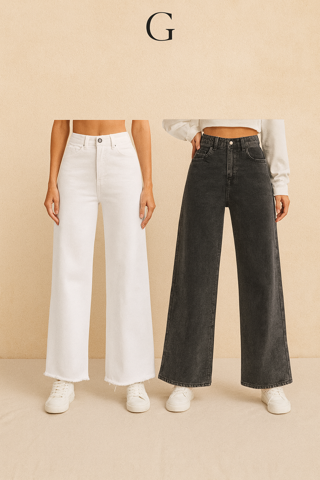 PACK OF 2 WIDE LEG JEANS ( WHITE AND CHARCOAL)