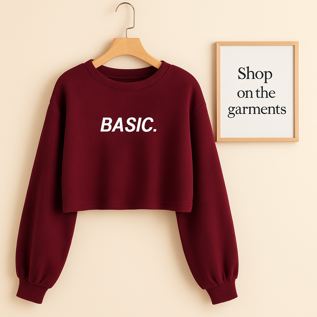 MAROON CROP SWEATSHIRT ( BASIC IN CENTRE)