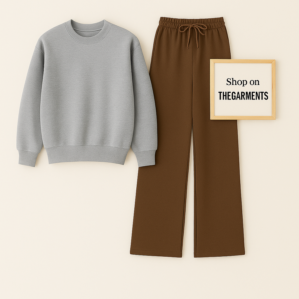 GREY SWEATSHIRT WITH BROWN FLAPPER