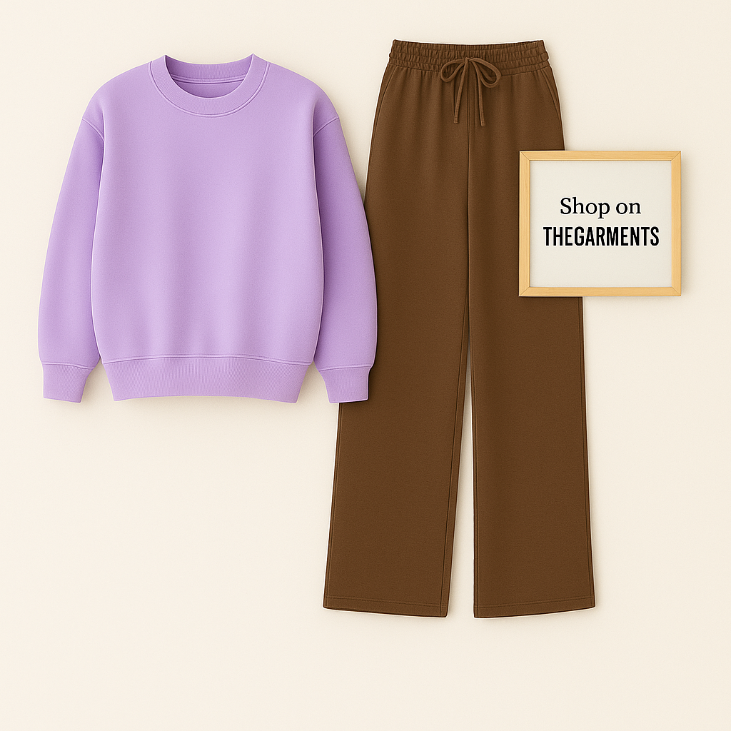 LILAC SWEATSHIRT WITH BROWN FLAPPER