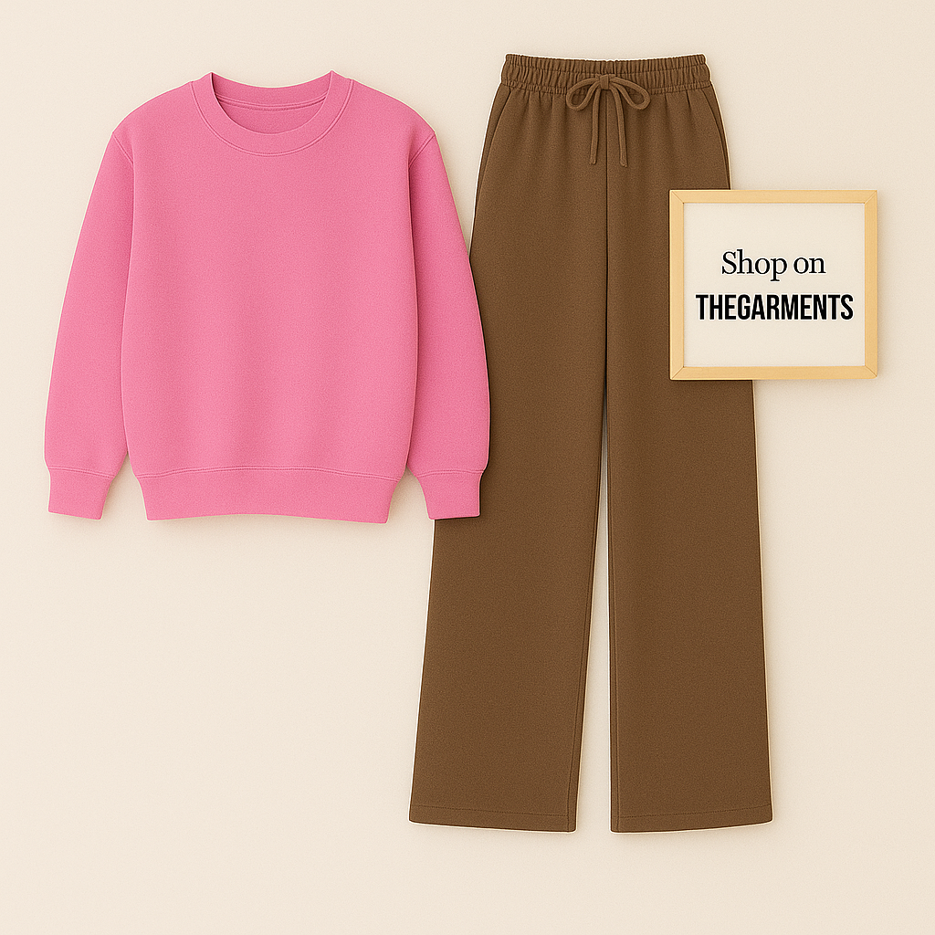 PINK SWEATSHIRT WITH BROWN FLAPPER
