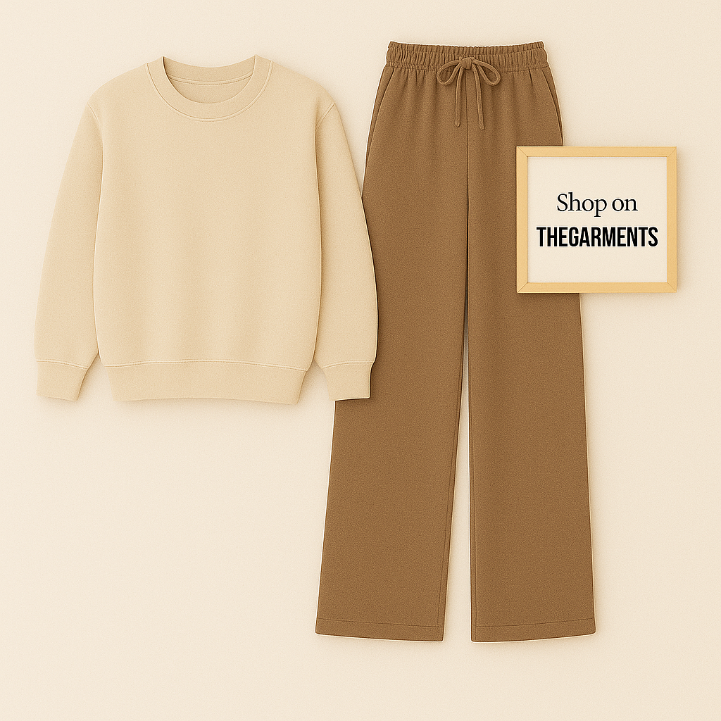 BEIGE SWEATSHIRT WITH BROWN FLAPPER
