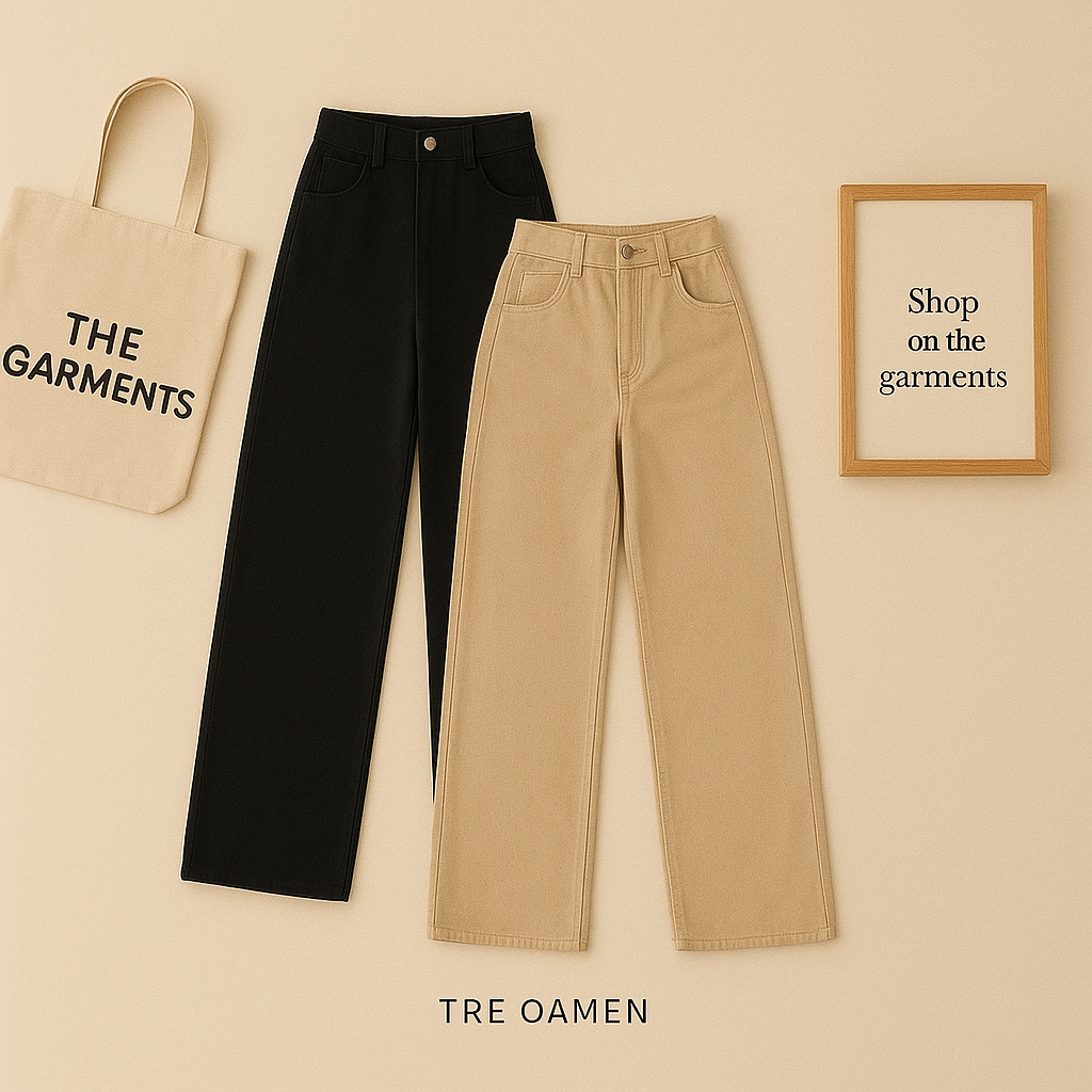 PACK OF 2 WIDE LEG JEANS ( BLACK AND BEIGE)