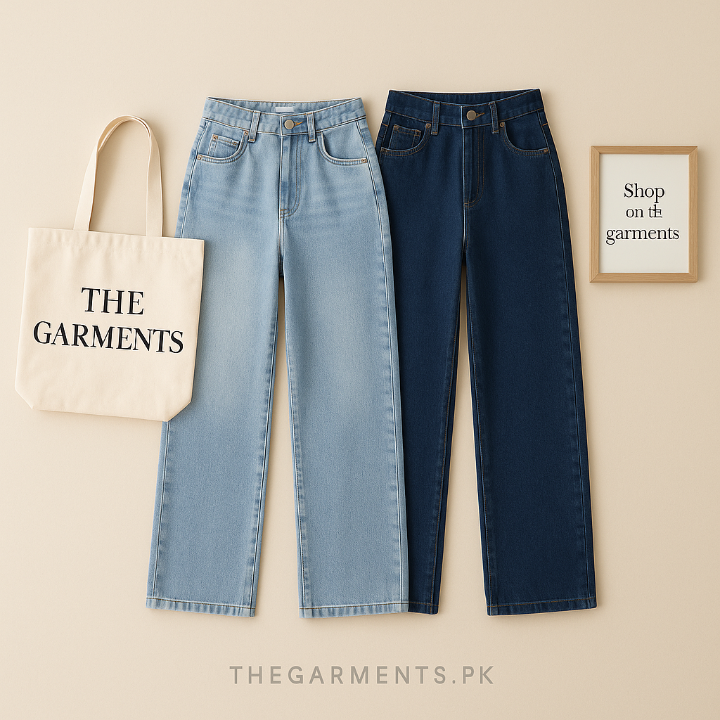 PACK OF 2 WIDE LEG JEANS ( DARK BLUE AND SKY BLUE)