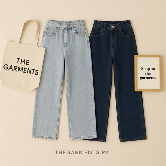 PACK OF 2 WIDE LEG JEANS ( DARK BLUE AND ICE BLUE)