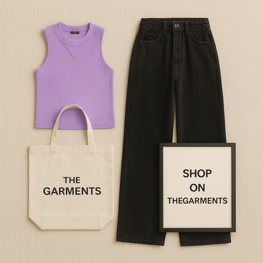 LILAC TANKTOP WITH BLACK WIDE JEANS