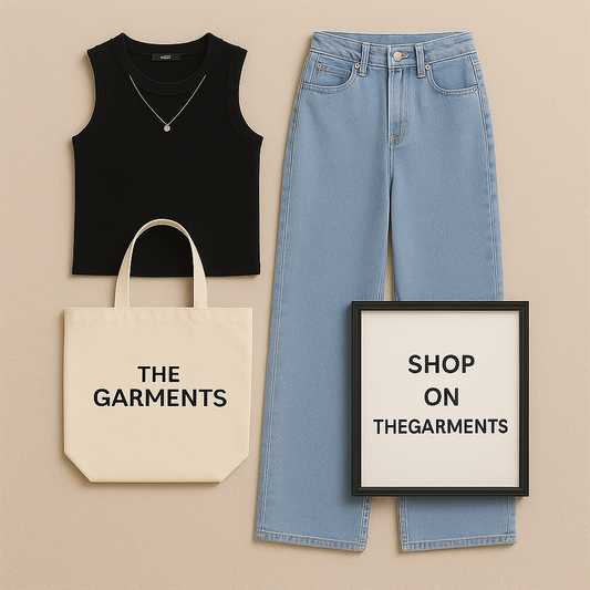 BLACK TANKTOP WITH ICE BLUE WIDE JEANS