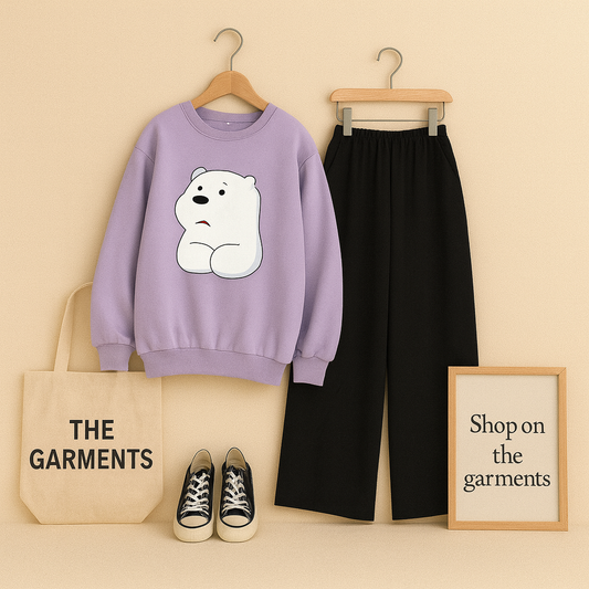 BIG ICE BEAR  LILAC SWEATSHIRT WITH FLAPPER