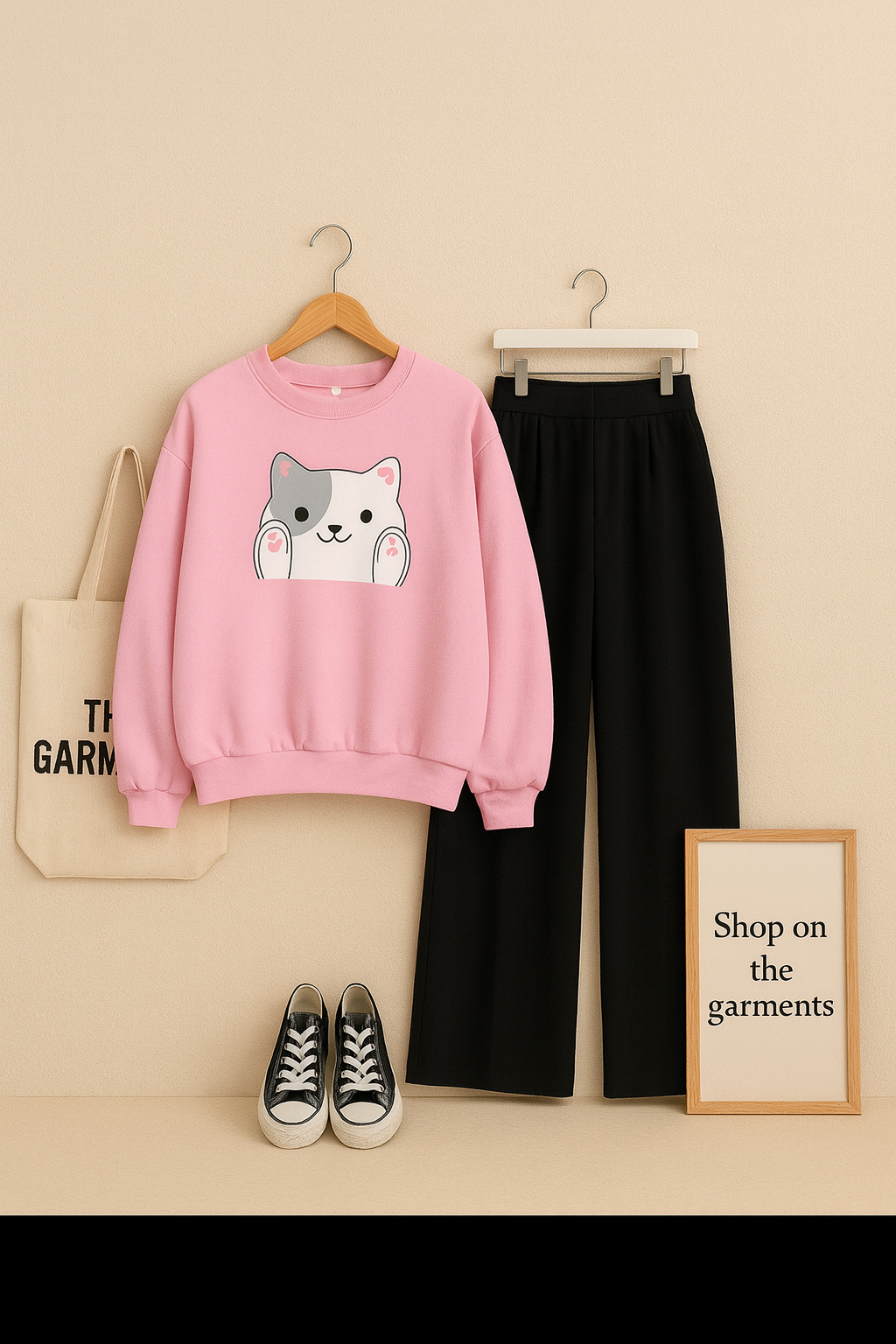 CUTE CAT LIGHT PINK SWEATSHIRT WITH FLAPPER