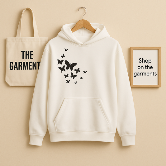SHOULDER BUTTERFLY WHITE HOODIE