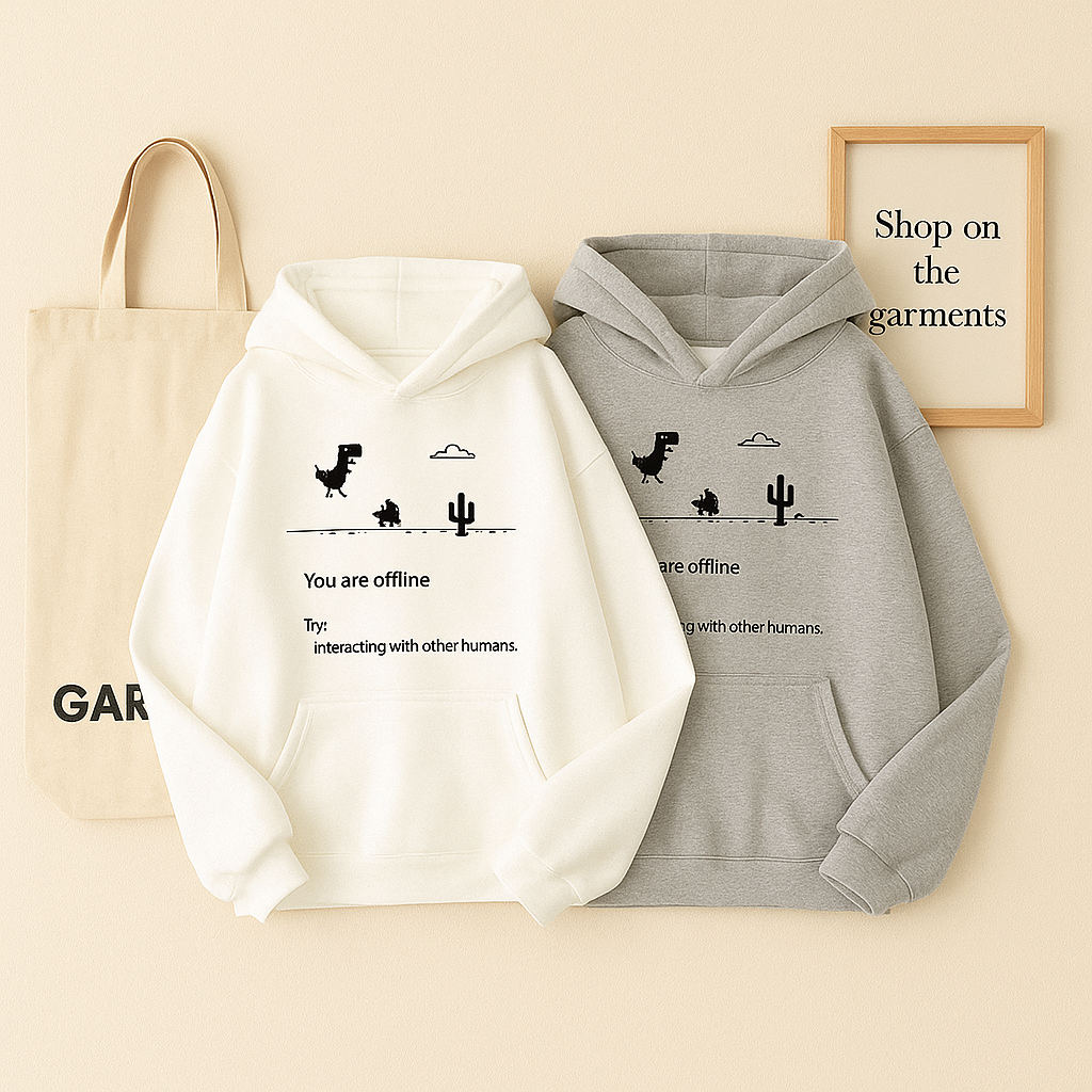 WHITE AND GREY HOODIE (YOU'RE OFFLINE)