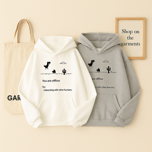 WHITE AND GREY HOODIE (YOU'RE OFFLINE)