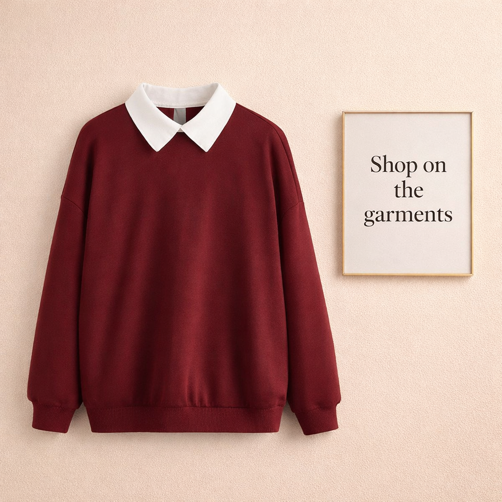 MAROON COLLAR SWEATSHIRT