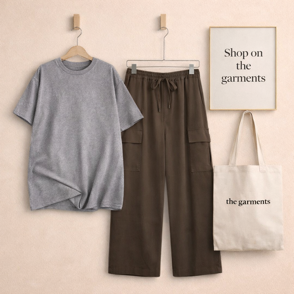 PLAIN GREY TSHIRT WITH BROWN CARGO TROUSER