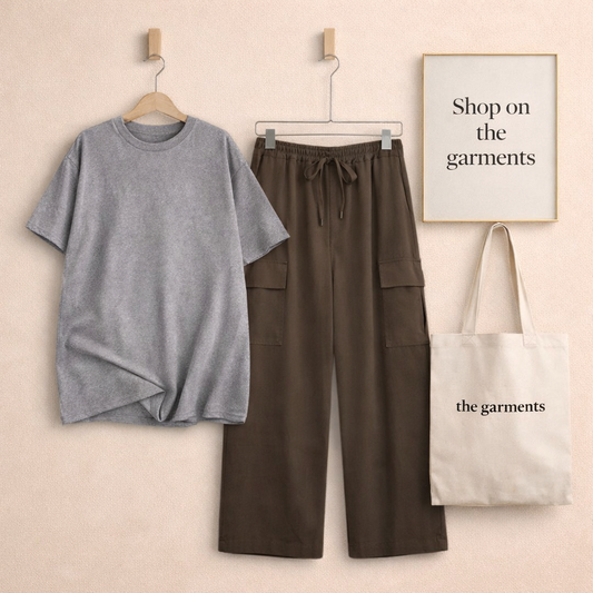 PLAIN GREY TSHIRT WITH BROWN CARGO TROUSER