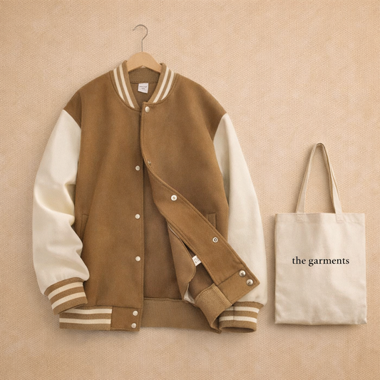 LIGHT BROWN VARSITY JACKET