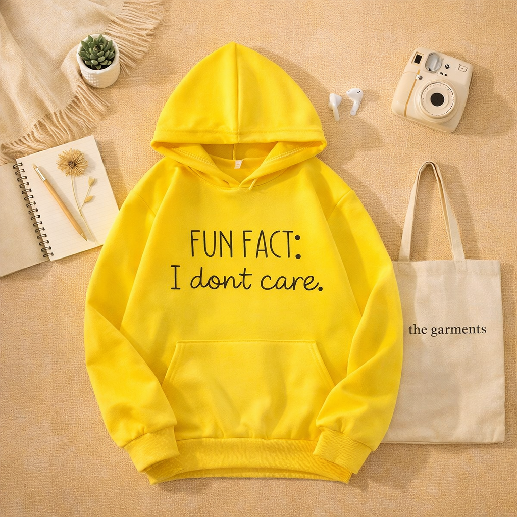 FUN FACT I DON'T CARE YELLOW HOODIE