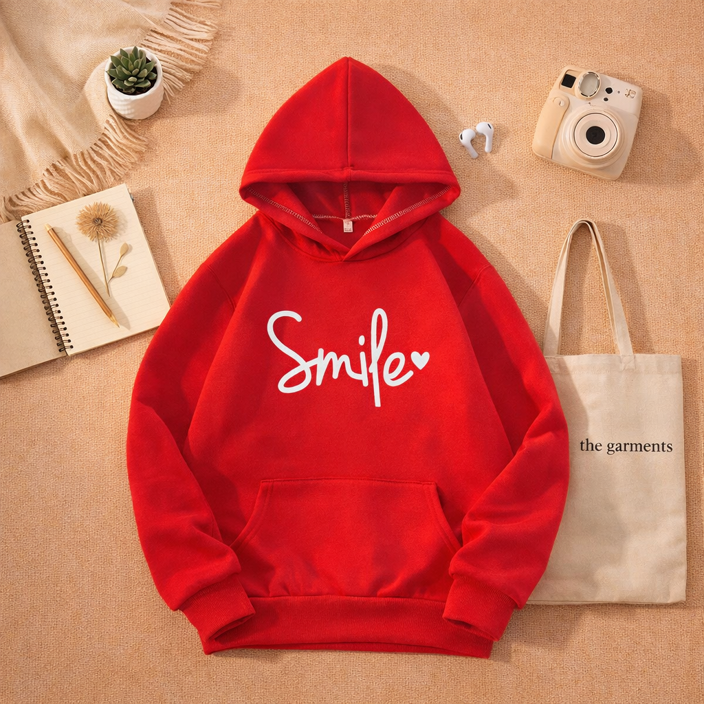 SMILE HEART RED HOODIE