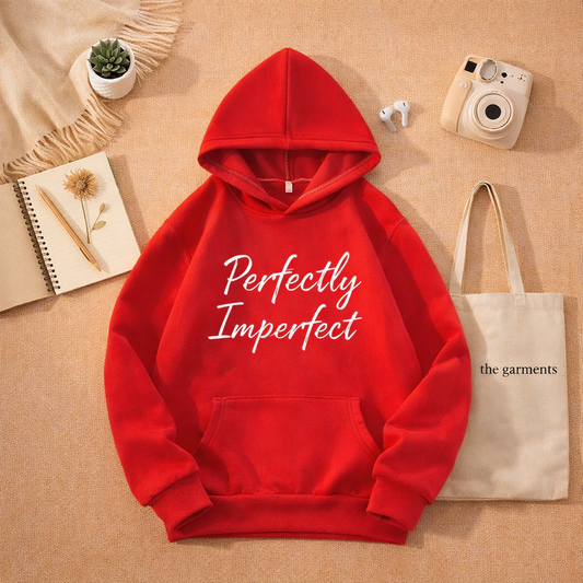 PERFECTLY IMPERFECT RED HOODIE