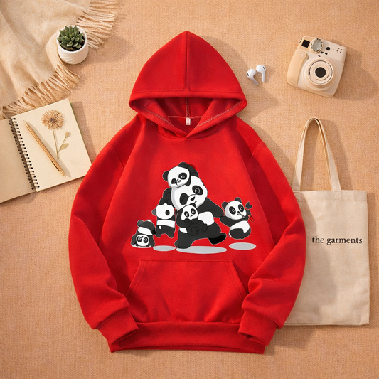 PANDA FAMILY RED HOODIE