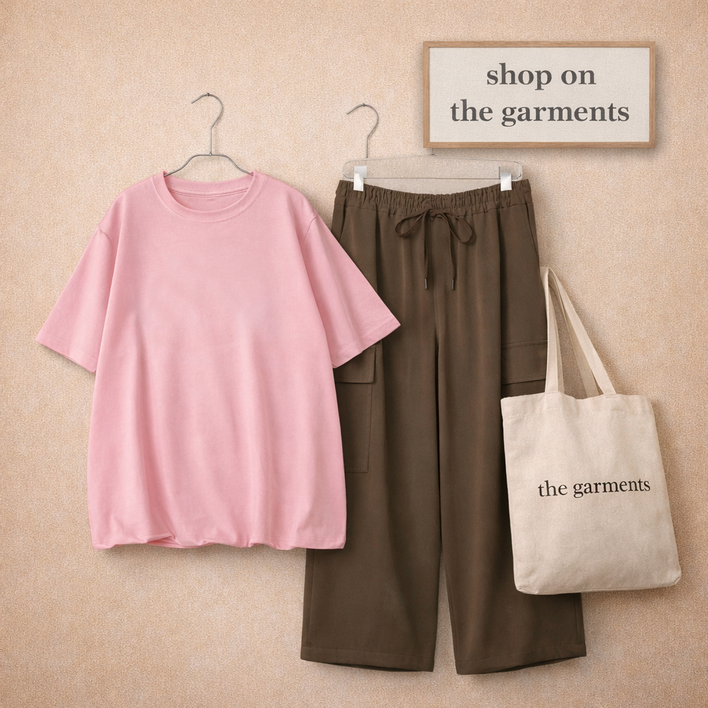 PLAIN PINK TSHIRT WITH BROWN CARGO TROUSER