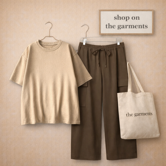 PLAIN CREAM TSHIRT WITH BROWN CARGO TROUSER