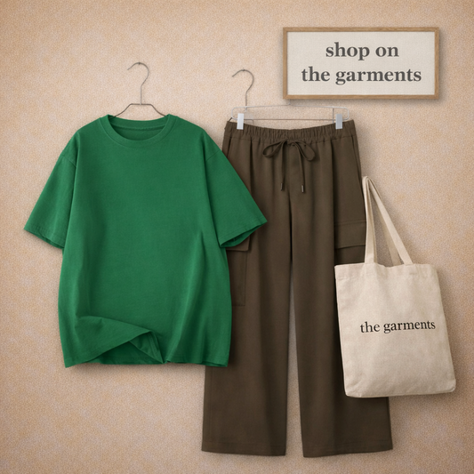 PLAIN BOTTLE GREEN TSHIRT WITH BROWN CARGO TROUSER