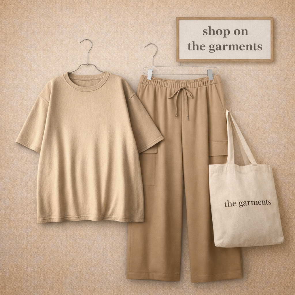 PLAIN CREAM TSHIRT WITH BEIGE CARGO TROUSER