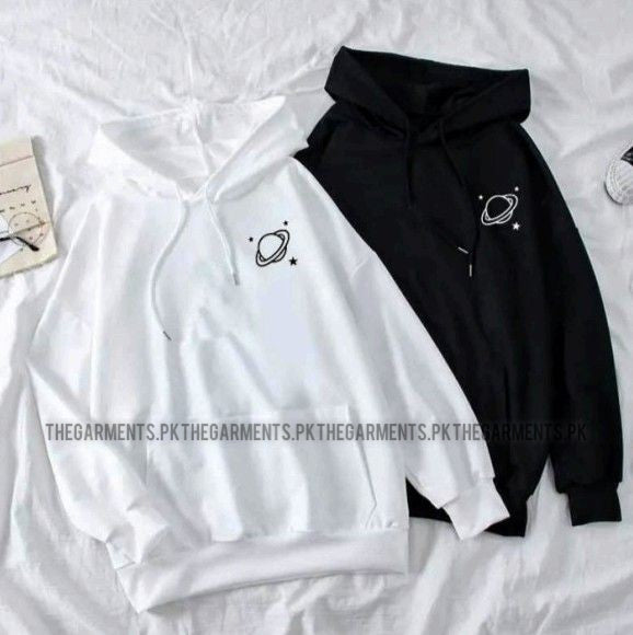 BLACK AND WHITE HOODIE (SATURN POCKET)