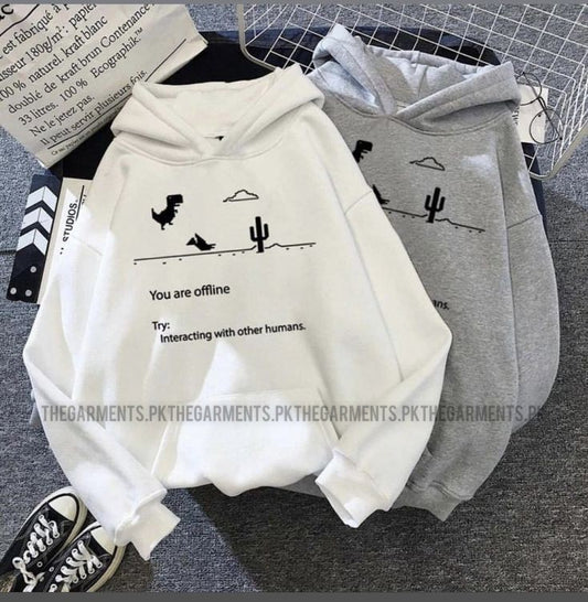 WHITE AND GREY HOODIE (YOU'RE OFFLINE)