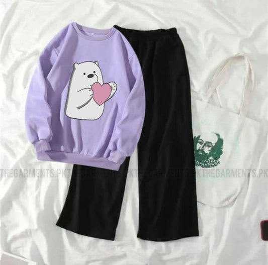 LILAC SWEATSHIRT ICE BEAR HEART WITH FLAPPER