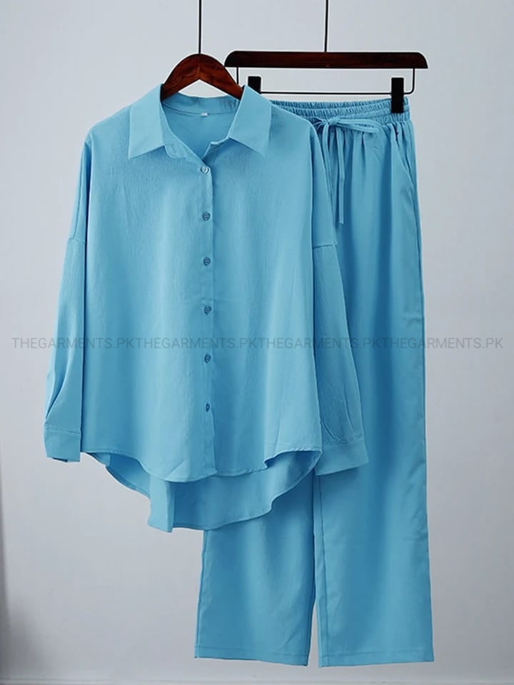 LIGHT BLUE BUTTON COORD SET