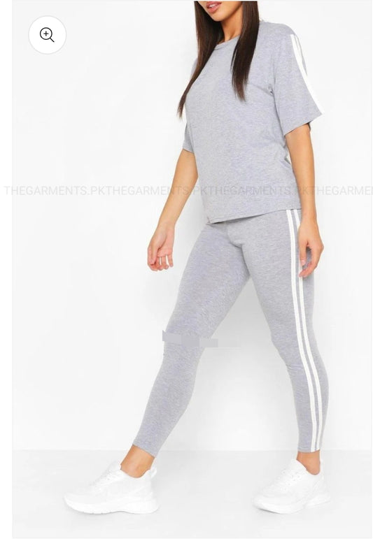GREY WHITE SIDE LINE TRACKSUIT
