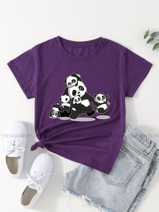 PANDA FAMILY PURPLE T-SHIRT