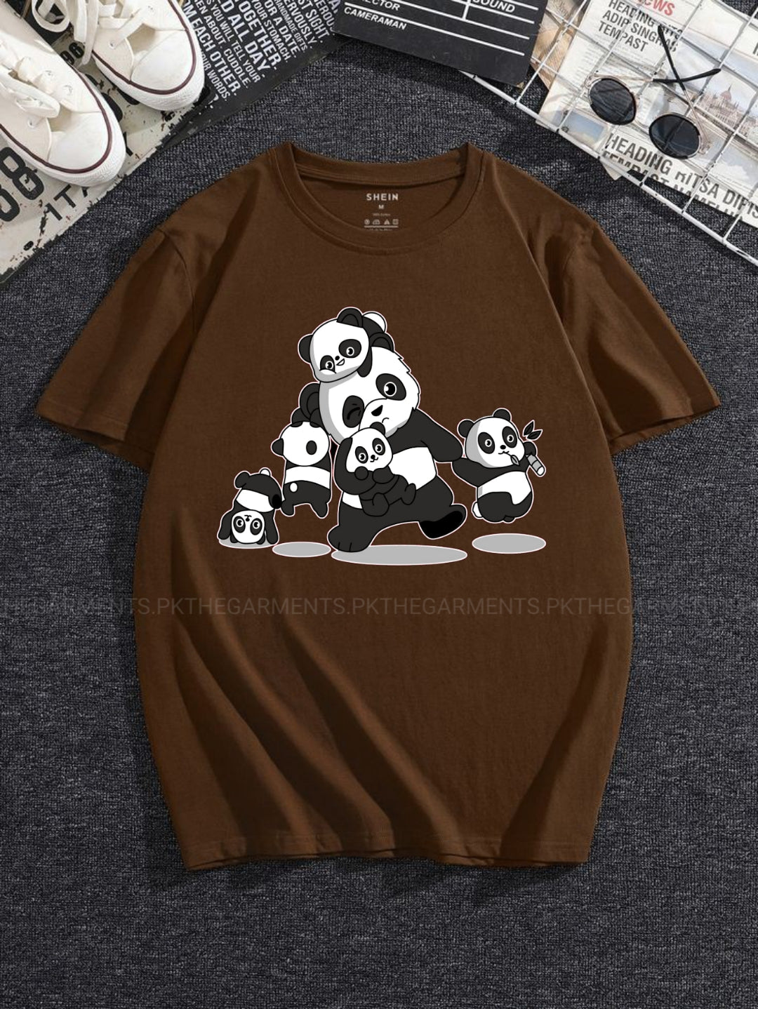 PANDA FAMILY DARK BROWN TSHIRT