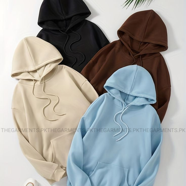 PACK OF 4 PLAIN HOODIES ( BEIGE ,BLACK ,SKY BLUE ,DARK BROWN)