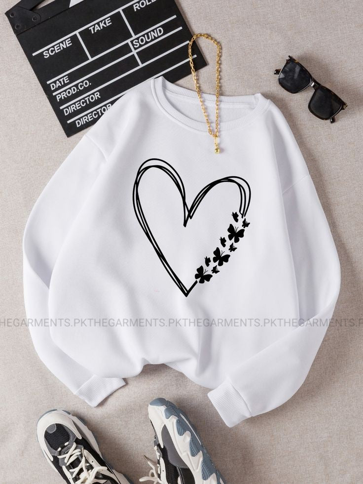 BUTTERFLY HEART WHITE SWEATSHIRT