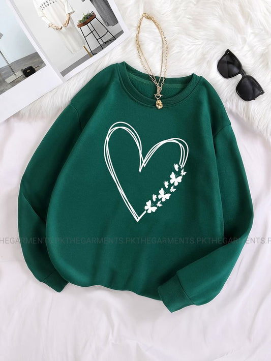 BUTTERFLY HEART BOTTLE GREEN SWEATSHIRT