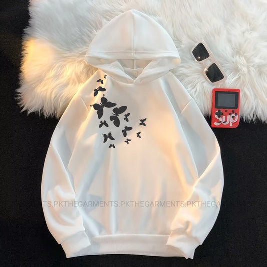 SHOULDER BUTTERFLY WHITE HOODIE