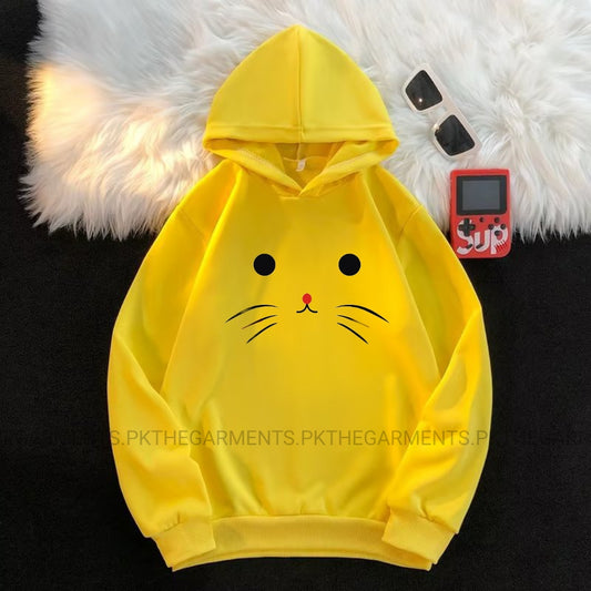 MEOW CAT FACE YELLOW HOODIE