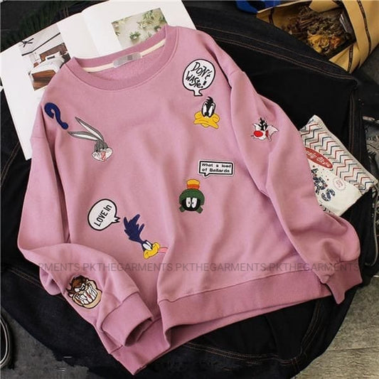 LOONEY TUNES ALL OVER PINK SWEATSHIRT