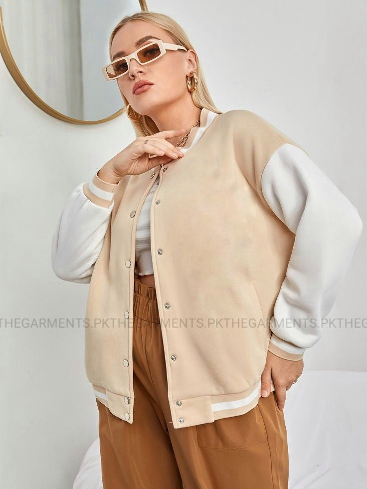 BEIGE VARSITY JACKET