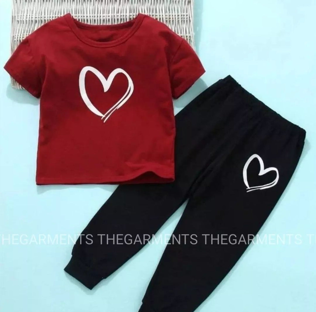 SHREDED HEART MAROON TSHIRT WITH BLACK TROUSER( SHREDDED HEART POCKET)