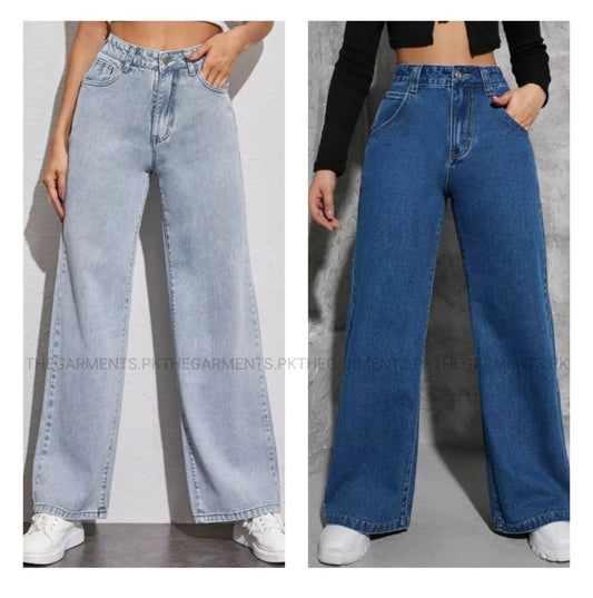PACK OF 2 WIDE LEG JEANS ( DARK BLUE AND ICE BLUE)