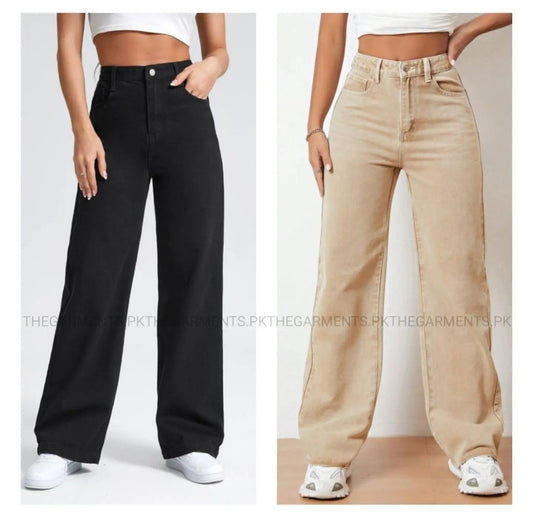 PACK OF 2 WIDE LEG JEANS ( BLACK AND BEIGE)