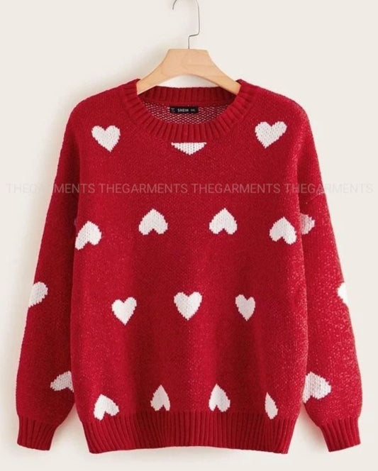 FILLED HEARTS ALL OVER RED SWEATSHIRT