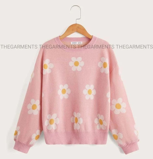 SUNFLOWER ALL OVER PINK SWEATSHIRT