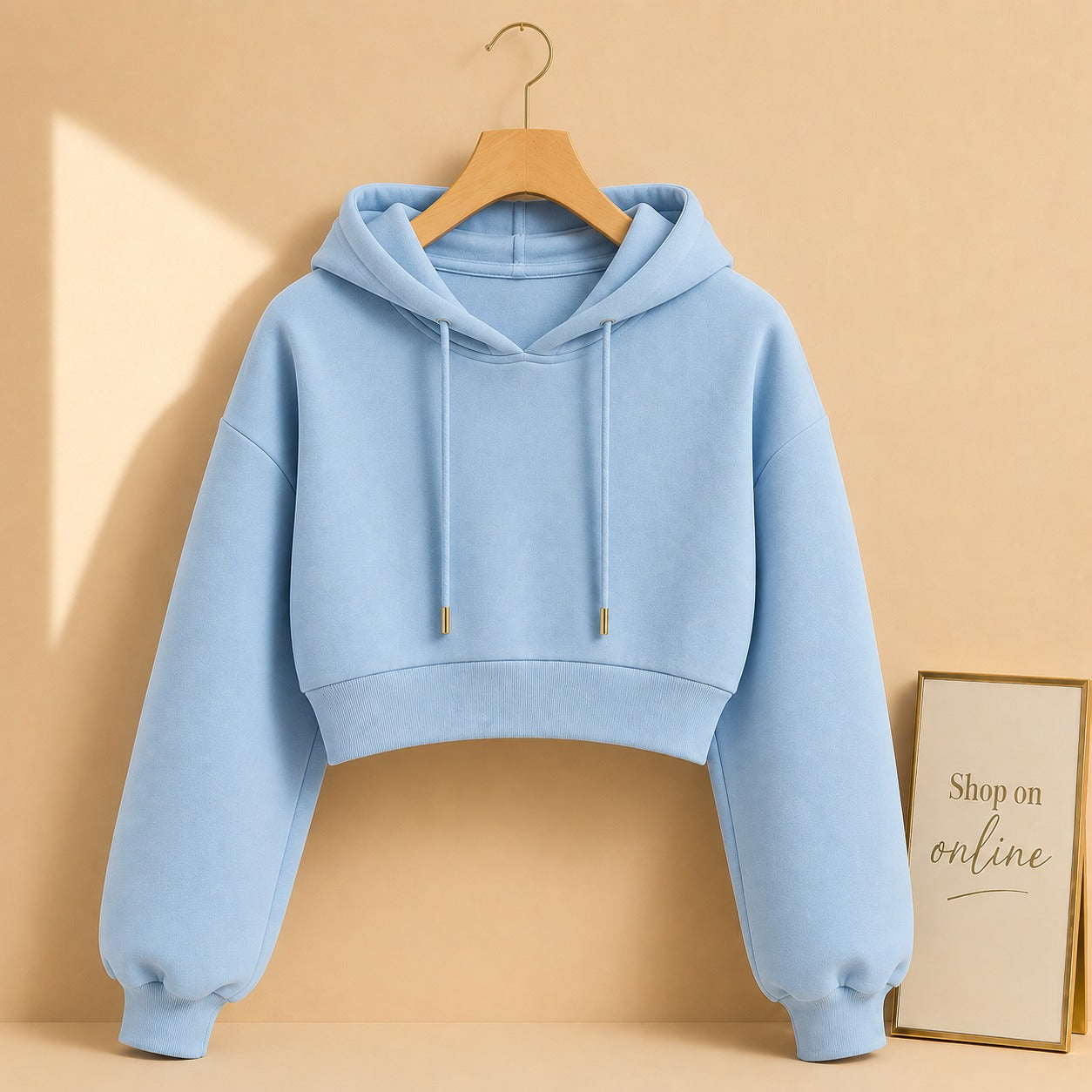 SKY BLUE CROP HOODIE