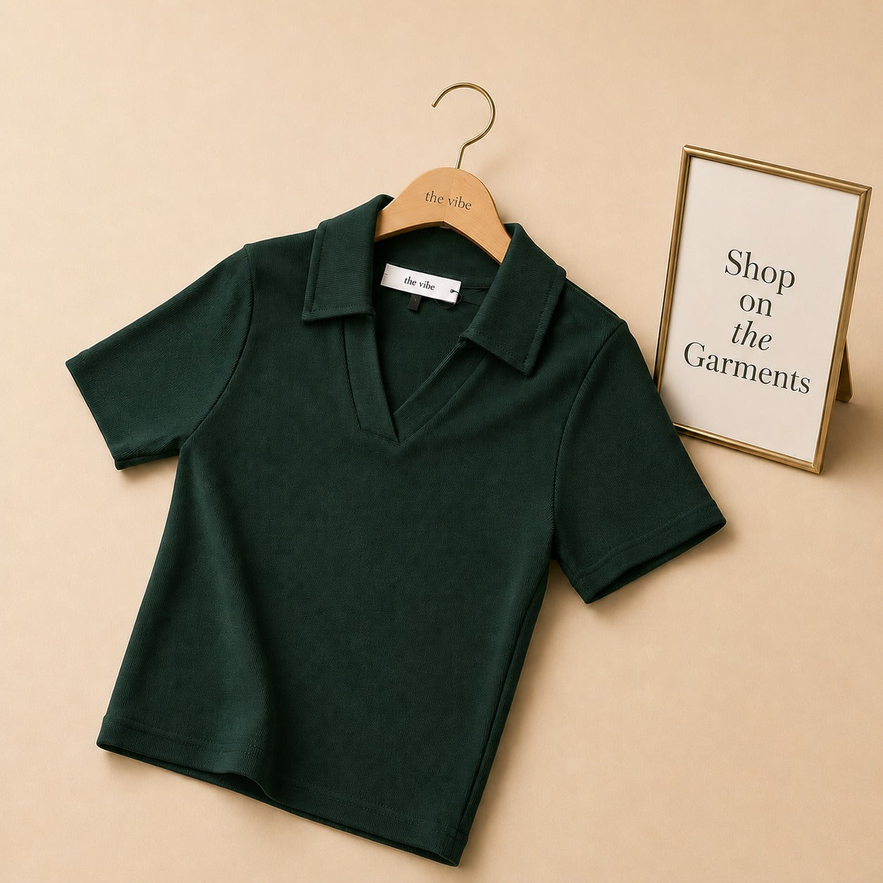 CROP RIB KNIT POLO SHIRT